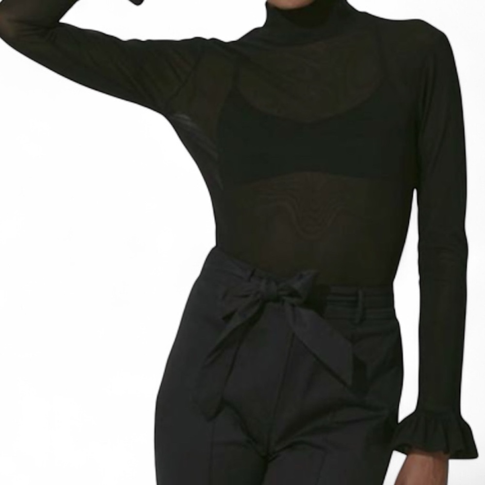 Cleobella Melanie Black Sheer Bodysuit - Size M